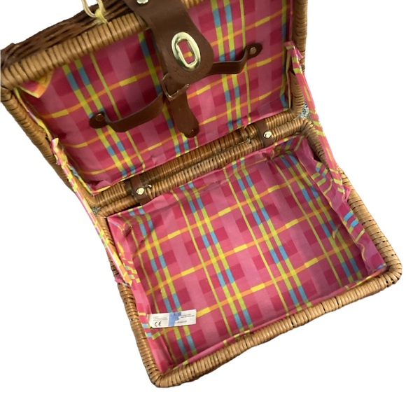 Picnic Basket Bag-Use as Bag or Picnic Basket-Great lining, cute! VTG style - Picture 1 of 8